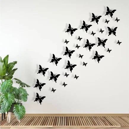3D Wooden Butterfly Wall Decoration Set Pack of 30