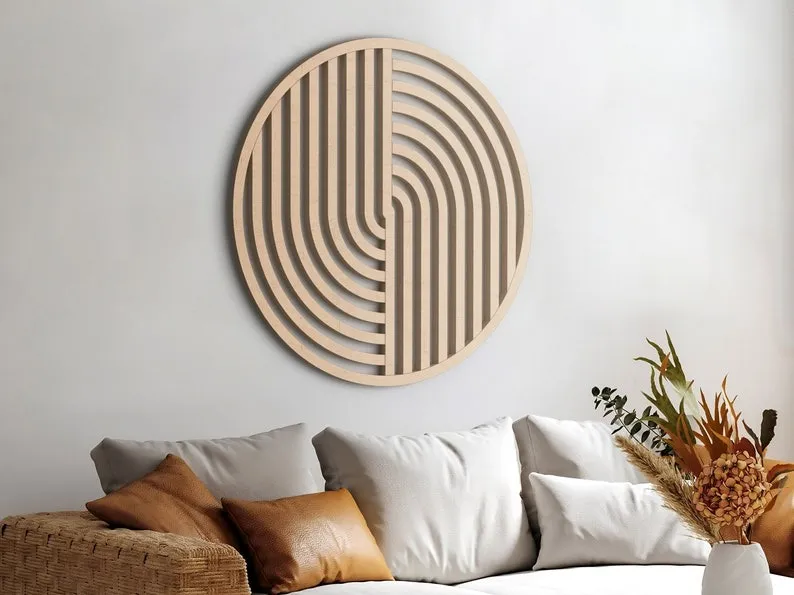 Round Geometric Wooden Wall Art - Image 3