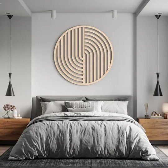 Round Geometric Wooden Wall Art