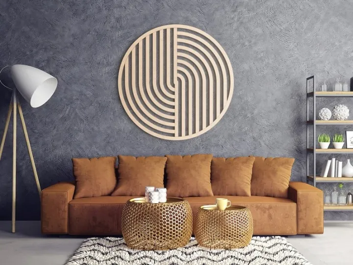 Round Geometric Wooden Wall Art - Image 2